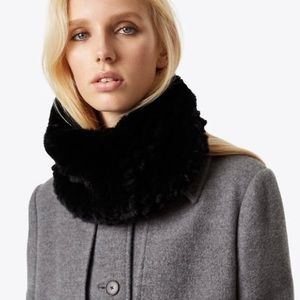 Tory Burch Rabbit Fur Funnel Scarf
